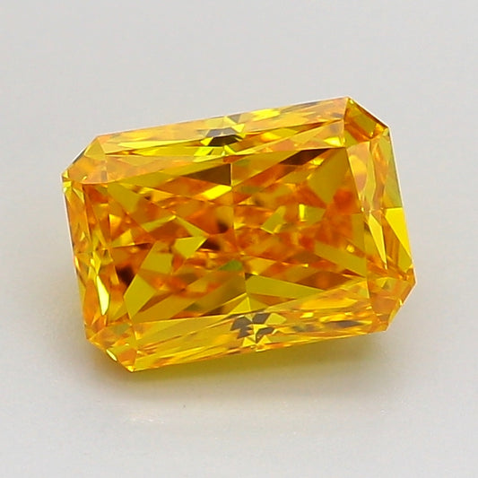 RADIANT 1.53 CARAT FANCY VIVID ORANGY YELLOW VVS2  VG VG NONE