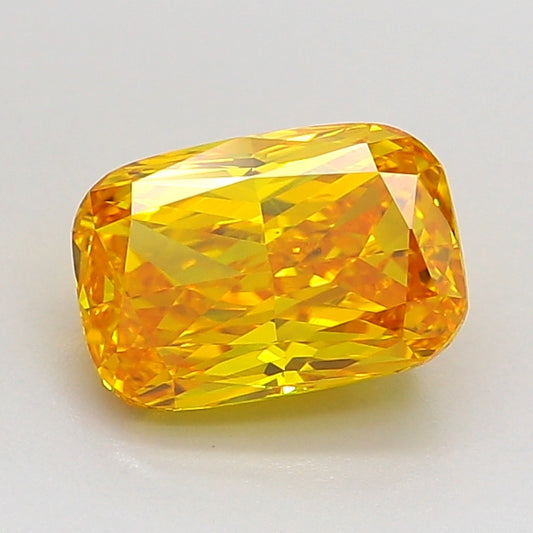 CUSHION 1.53 CARAT FANCY VIVID ORANGY YELLOW VS1  VG VG NONE