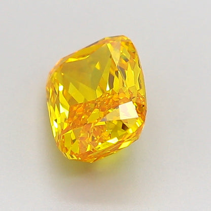 CUSHION 1.53 CARAT FANCY VIVID ORANGY YELLOW VS1  VG VG NONE