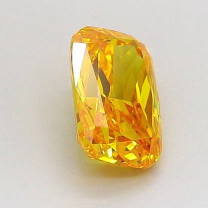 CUSHION 1.53 CARAT FANCY VIVID ORANGY YELLOW VS1  VG VG NONE
