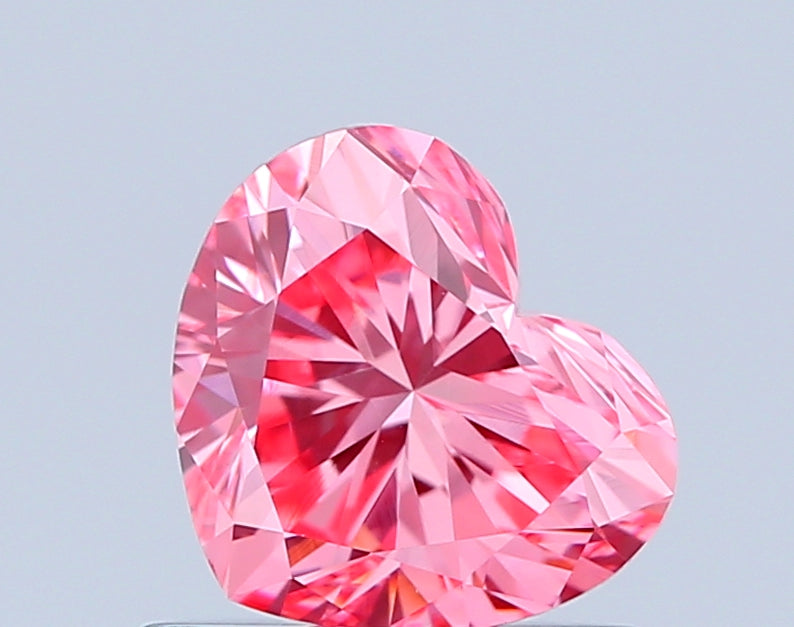 heart 0.87 carat fancy vivid pink vvs2  vg good slight