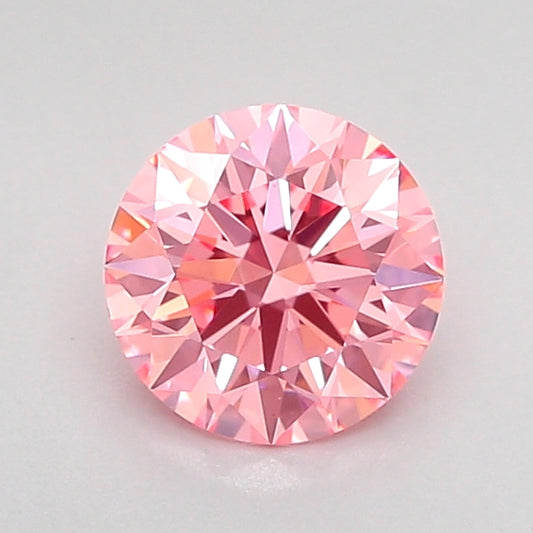 ROUND 0.82 CARAT FANCY VIVID PINK VVS2 ID EX EX SLIGHT