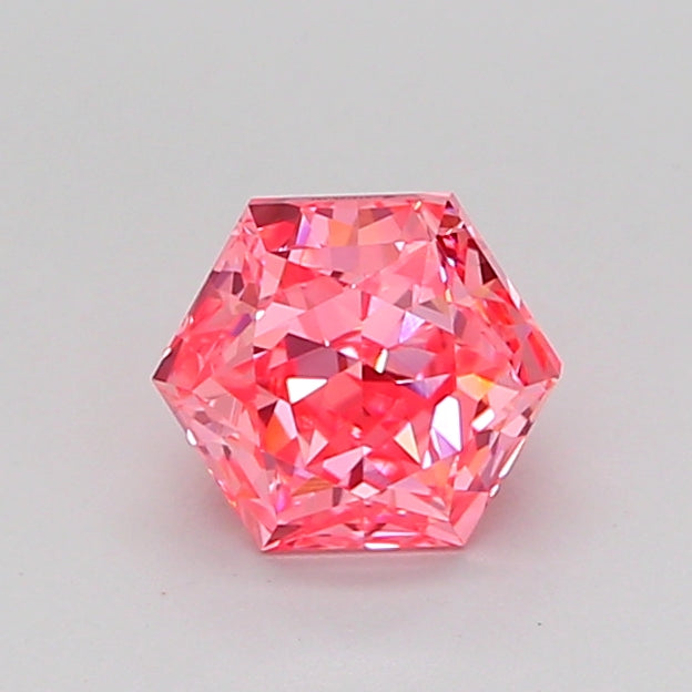 hexagonal 0.89 carat fancy vivid pink vvs2  ex ex strong