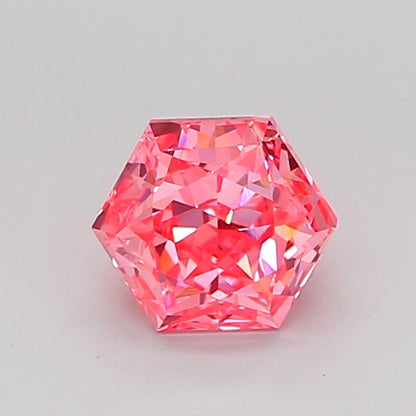 HEXAGONAL 0.89 CARAT FANCY VIVID PINK VVS2  EX EX STRONG