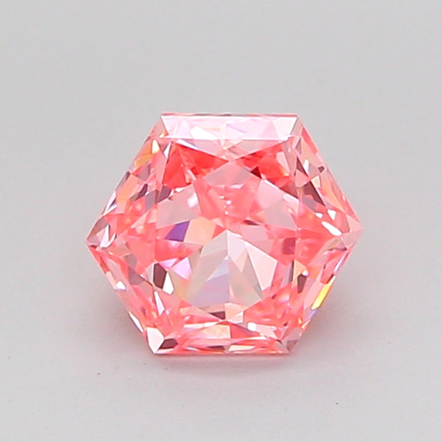hexagonal 0.87 carat fancy vivid pink vvs2  ex ex strong