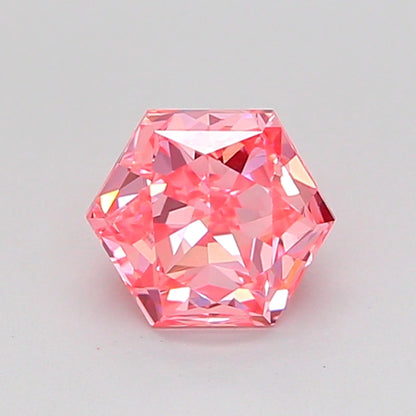 HEXAGONAL 0.86 CARAT FANCY VIVID PINK VVS2  EX VG STRONG