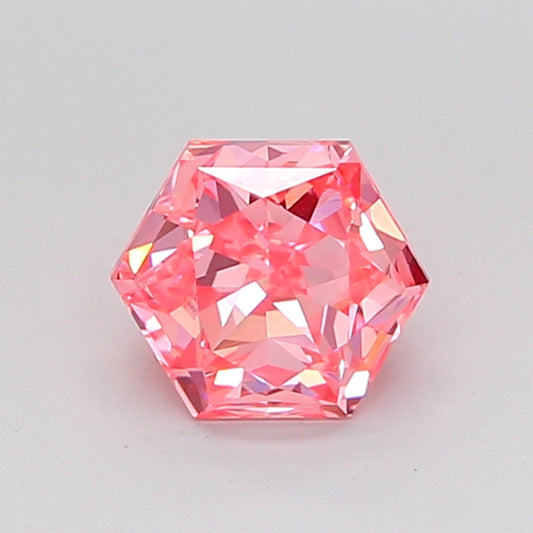 HEXAGONAL 0.86 CARAT FANCY VIVID PINK VVS2  EX VG STRONG