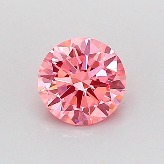 ROUND 0.51 CARAT FANCY VIVID PINK VVS2 EX VG VG SLIGHT