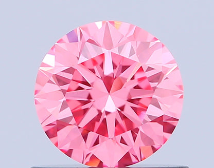 ROUND 0.64 CARAT FANCY VIVID PINK VVS2 EX VG EX SLIGHT