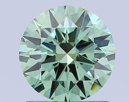 ROUND 1.05 CARAT FANCY VIVID GREEN VS1 ID EX EX NONE