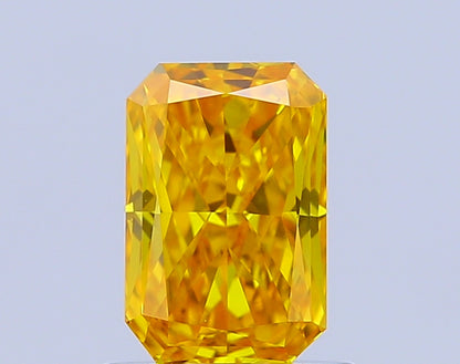 RADIANT 0.91 CARAT FANCY VIVID YELLOW VVS2  EX VG NONE