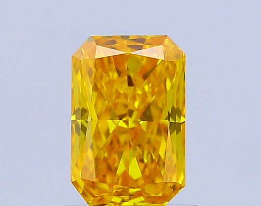 RADIANT 0.91 CARAT FANCY VIVID YELLOW VVS2  EX VG NONE