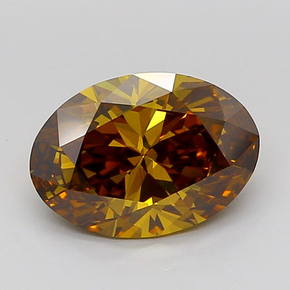 OVAL 3.07 CARAT FANCY YELLOWISH BROWN VVS2  EX EX NONE