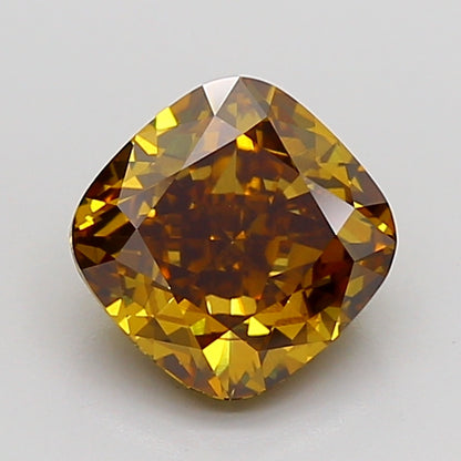 CUSHION 2.07 CARAT FANCY YELLOWISH BROWN VS2  EX EX NONE