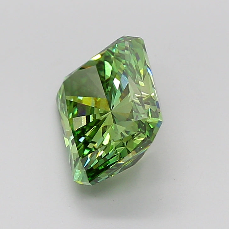 radiant 3.08 carat fancy vivid green vs1  ex ex none