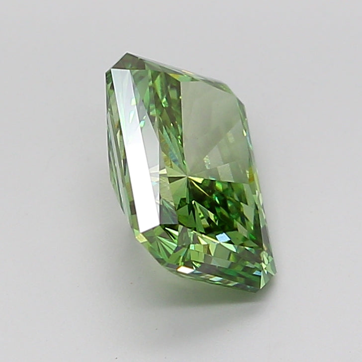 radiant 3.08 carat fancy vivid green vs1  ex ex none