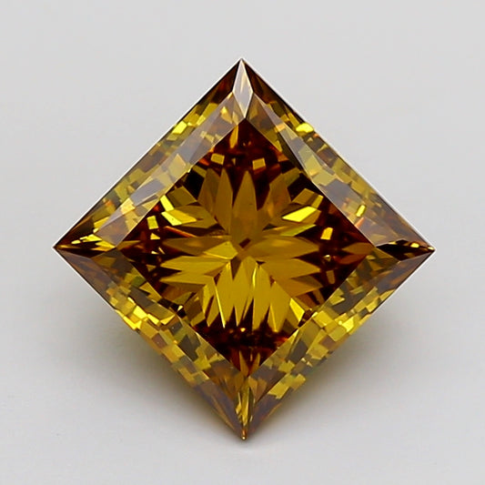 PRINCESS 4.01 CARAT FANCY YELLOW BROWN VS1  VG EX NONE