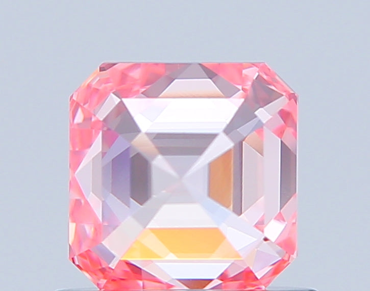 asscher 0.79 carat fancy vivid pink vvs2  vg ex slight