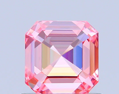 ASSCHER 0.98 CARAT FANCY VIVID PINK VVS2  VG VG SLIGHT