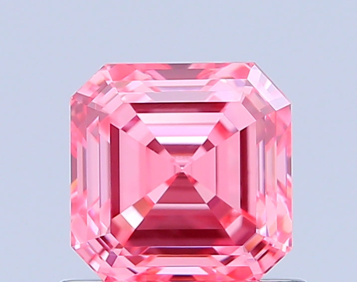 asscher 0.98 carat fancy vivid pink vvs2  vg vg slight