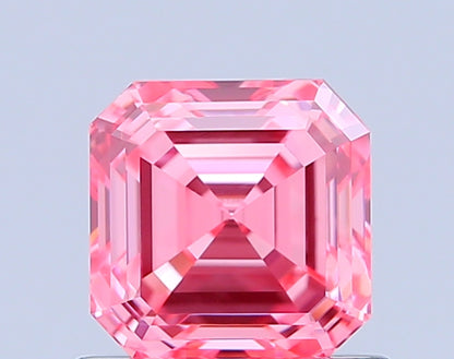 ASSCHER 0.98 CARAT FANCY VIVID PINK VVS2  VG VG SLIGHT