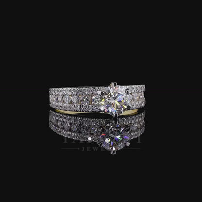 The Valentina | Round Diamond Triple Row Pavé Engagement Ring