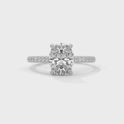 Oval Lab Grown Diamond Accent Ring in 14K Gold, Elegant Solitaire Engagement Ring IGI Certified