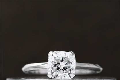 2 Carat Square Cushion Cut Solitaire Lab Grown Diamond Engagement Ring