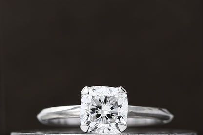 2 Carat Square Cushion Cut Solitaire Lab Grown Diamond Engagement Ring