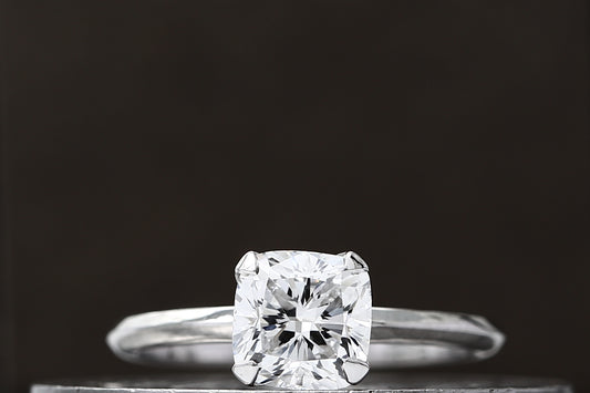 2 Carat Square Cushion Cut Solitaire Lab Grown Diamond Engagement Ring