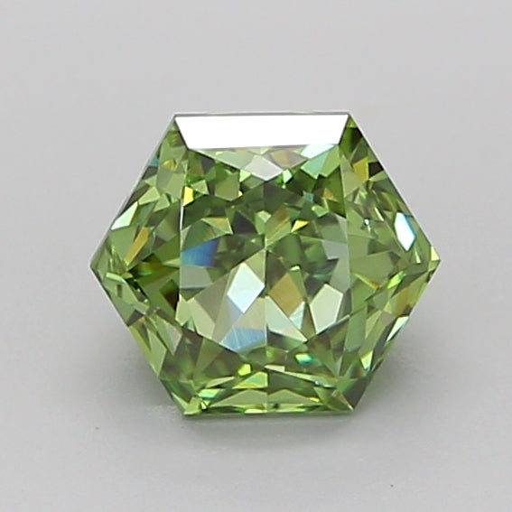 hexagonal 1.05 carat fancy vivid green vvs2  vg vg none