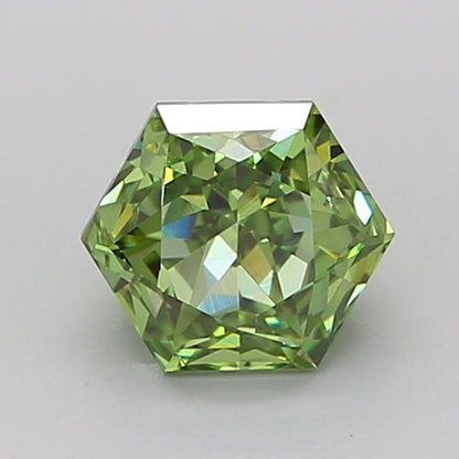 HEXAGONAL 1.05 CARAT FANCY VIVID GREEN VVS2  VG VG NONE