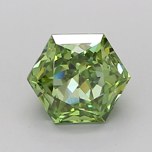 HEXAGONAL 1.05 CARAT FANCY VIVID GREEN VVS2  VG VG NONE