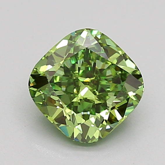 cushion 1.08 carat fancy vivid green vvs2  vg vg none