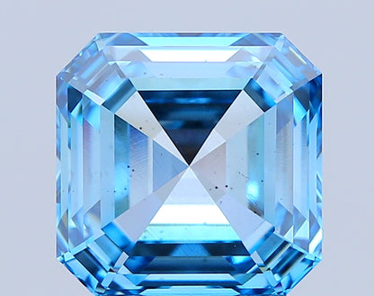 ASSCHER 3.03 CARAT FANCY INTENSE BLUE VS2  EX EX NONE