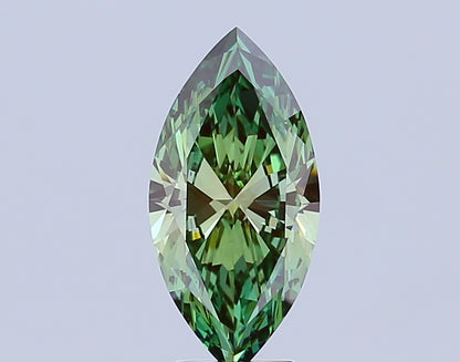 MARQUISE 3.81 CARAT FANCY VIVID GREEN VS1  EX EX VERY SLIGHT