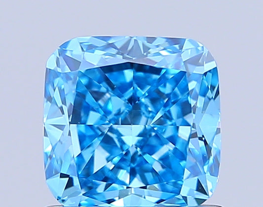 CUSHION 1 CARAT FANCY VIVID BLUE VS1  EX VG NONE