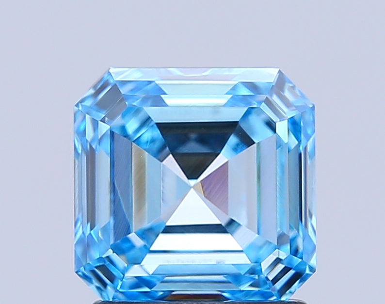 asscher 1.56 carat fancy vivid blue vvs1  vg vg none