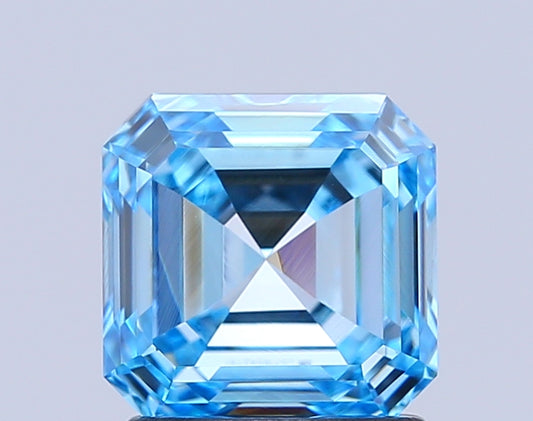 ASSCHER 1.56 CARAT FANCY VIVID BLUE VVS1  VG VG NONE
