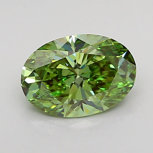 OVAL 1 CARAT FANCY VIVID GREEN VVS2  EX EX VERY SLIGHT