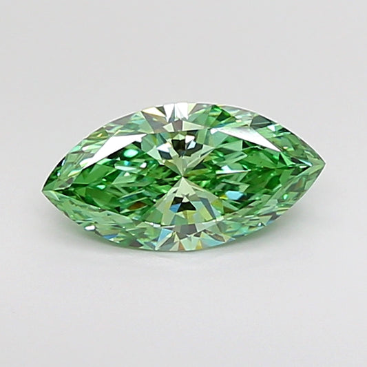 MARQUISE 1.36 CARAT FANCY VIVID GREEN VS1  VG EX NONE