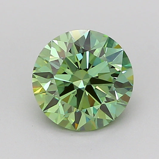 ROUND 1.1 CARAT FANCY VIVID GREEN VVS1 ID EX EX VERY SLIGHT
