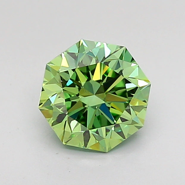 octagonal 1.05 carat fancy vivid green vvs2  ex ex none