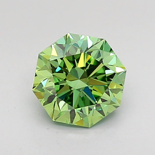 OCTAGONAL 1.05 CARAT FANCY VIVID GREEN VVS2  EX EX NONE