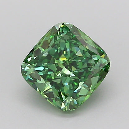 CUSHION 1.11 CARAT FANCY VIVID GREEN VVS2  VG VG NONE