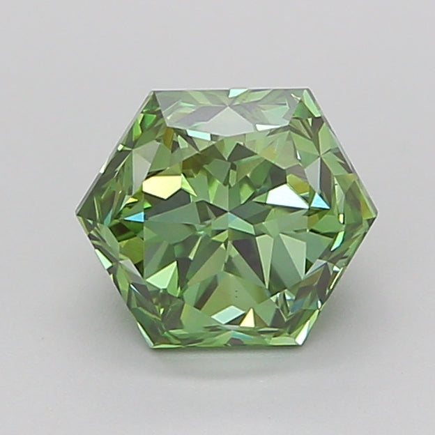 hexagonal 1.5 carat fancy vivid green vs1  vg vg very slight