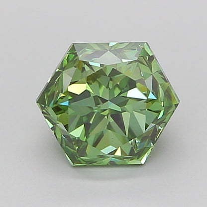HEXAGONAL 1.5 CARAT FANCY VIVID GREEN VS1  VG VG VERY SLIGHT