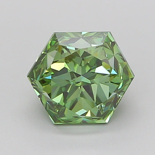 HEXAGONAL 1.5 CARAT FANCY VIVID GREEN VS1  VG VG VERY SLIGHT