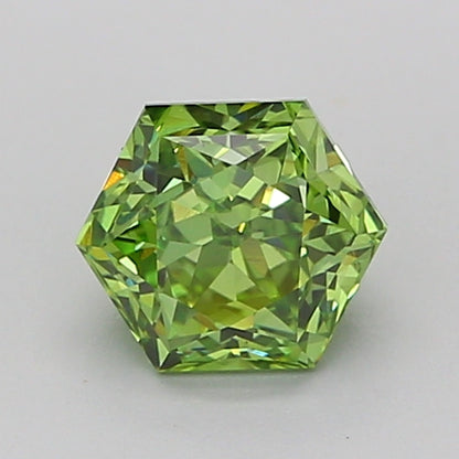 HEXAGONAL 1.03 CARAT FANCY VIVID GREEN VVS2  VG VG NONE