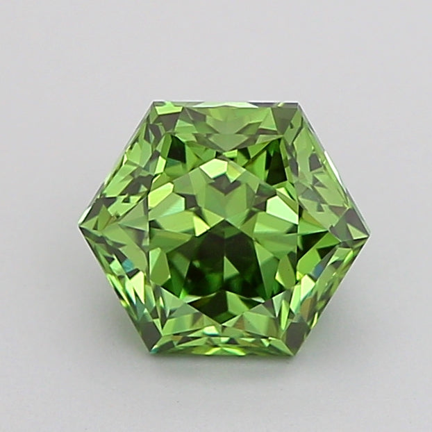 hexagonal 1.02 carat fancy vivid green vs1  vg ex none